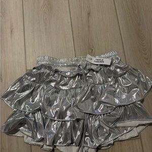 Silver Metallic Ruffle Skirt